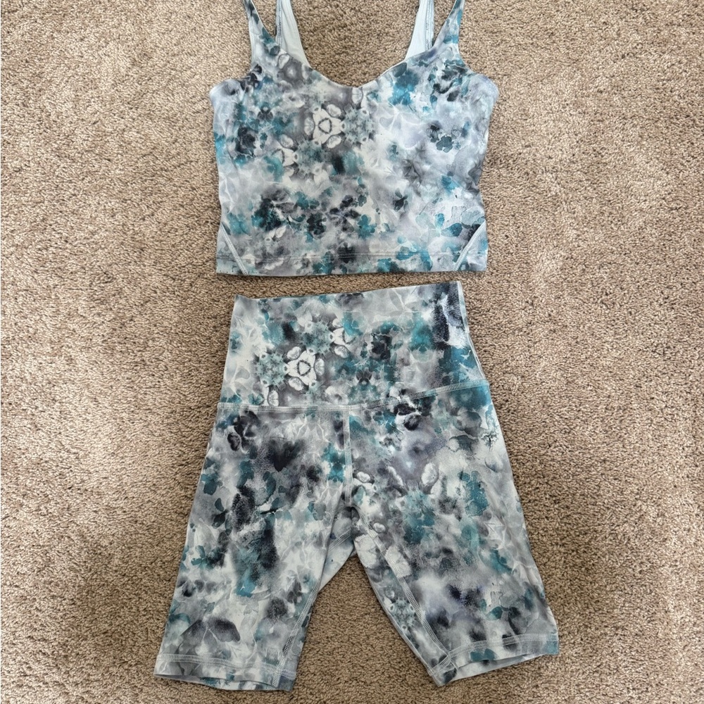 Lululemon Athletica align Tie-Dye Tank Top and biker shorts